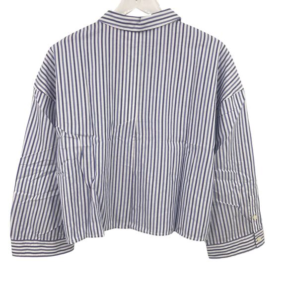 Everlane Woven PJ Top M Boxy Dropped Shoulder Button Front Cotton Striped NWT - Picture 2 of 6